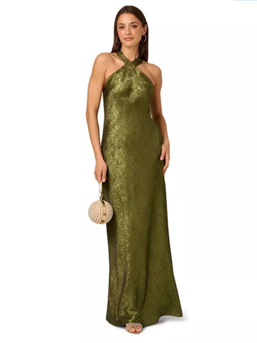 Adrianna Women's Folied-Chiffon Halter Gown